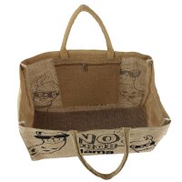 Domelo große Jute Einkaufskorb, 100% Vegane Einkaufstasche/Jutetasche/Shopper mit Lamamotiv