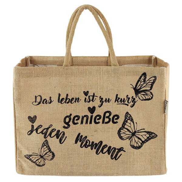 Domelo große Jute Einkaufskorb, 100% Vegane Einkaufstasche/Jutetasche/Shopper
