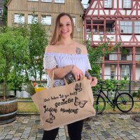 Domelo große Jute Einkaufskorb, 100% Vegane Einkaufstasche/Jutetasche/Shopper