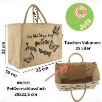 Domelo große Jute Einkaufskorb, 100% Vegane Einkaufstasche/Jutetasche/Shopper