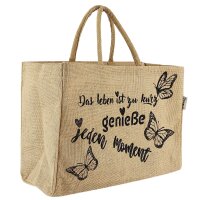 Domelo große Jute Einkaufskorb, 100% Vegane Einkaufstasche/Jutetasche/Shopper