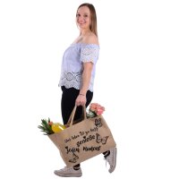 Domelo große Jute Einkaufskorb, 100% Vegane Einkaufstasche/Jutetasche/Shopper