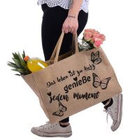 Domelo große Jute Einkaufskorb, 100% Vegane Einkaufstasche/Jutetasche/Shopper