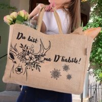 Domelo große Jute Einkaufskorb, 100% Vegane Einkaufstasche/Jutetasche/Shopper