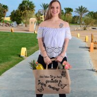 Domelo große Jute Einkaufskorb, 100% Vegane Einkaufstasche/Jutetasche/Shopper. Badetasche mit Seeschildkröte Motiv