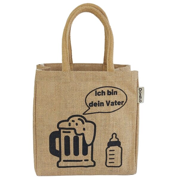 Domelo kleine Jute Einkaufstasche, Flaschenträger mit 6 Fächer. 100% Vegane Bierflaschenträge