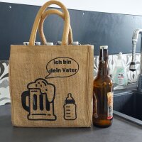 Domelo kleine Jute Einkaufstasche, Flaschenträger...