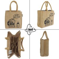Domelo kleine Jute Einkaufstasche, Flaschenträger mit 6 Fächer. 100% Vegane Bierflaschenträge