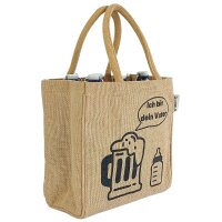 Domelo kleine Jute Einkaufstasche, Flaschenträger mit 6 Fächer. 100% Vegane Bierflaschenträge