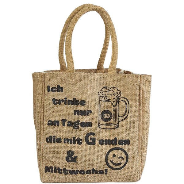 Domelo kleine Jute Einkaufstasche, Flaschenträger mit 6 Fächer. 100% Vegane Bierflaschenträge
