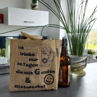 Domelo kleine Jute Einkaufstasche, Flaschenträger mit 6 Fächer. 100% Vegane Bierflaschenträge