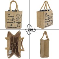 Domelo kleine Jute Einkaufstasche, Flaschenträger mit 6 Fächer. 100% Vegane Bierflaschenträge