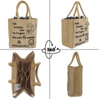 Domelo kleine Jute Einkaufstasche, Flaschenträger mit 6 Fächer. 100% Vegane Bierflaschenträge