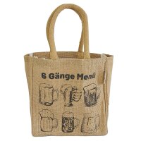 Domelo kleine Jute Einkaufstasche, Flaschenträger...