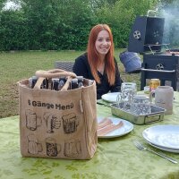 Domelo kleine Jute Einkaufstasche, Flaschenträger mit 6 Fächer. 100% Vegane Bierflaschenträge