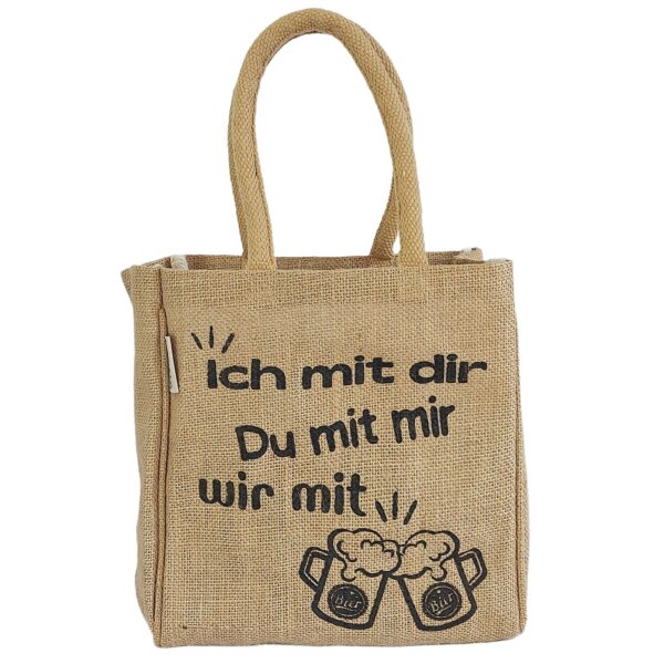 Domelo kleine Jute Einkaufstasche, Flaschenträger mit 6 Fächer. 100% Vegane Bierflaschenträge