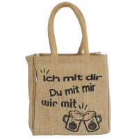 Domelo kleine Jute Einkaufstasche, Flaschenträger...