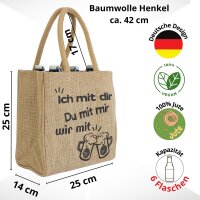 Domelo kleine Jute Einkaufstasche, Flaschenträger mit 6 Fächer. 100% Vegane Bierflaschenträge