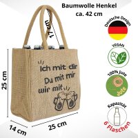 Domelo kleine Jute Einkaufstasche, Flaschenträger mit 6 Fächer. 100% Vegane Bierflaschenträge