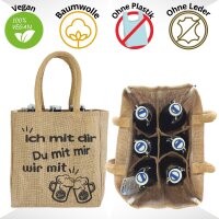 Domelo kleine Jute Einkaufstasche, Flaschenträger mit 6 Fächer. 100% Vegane Bierflaschenträge
