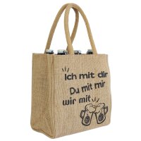 Domelo kleine Jute Einkaufstasche, Flaschenträger mit 6 Fächer. 100% Vegane Bierflaschenträge
