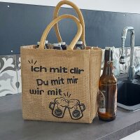Domelo kleine Jute Einkaufstasche, Flaschenträger mit 6 Fächer. 100% Vegane Bierflaschenträge