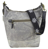 Domelo Canvas Hobo Trachtentasche mit Hirsch-Motiv. grau/schwarz