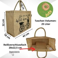 Domelo große Jute Einkaufskorb, 100% Vegane Einkaufstasche/ Handtasche