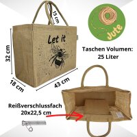 Domelo große Jute Einkaufskorb, 100% Vegane Einkaufstasche/ Handtasche