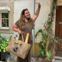 Domelo große Jute Einkaufskorb, 100% Vegane Einkaufstasche/ Handtasche