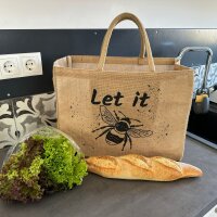 Domelo große Jute Einkaufskorb, 100% Vegane Einkaufstasche/ Handtasche