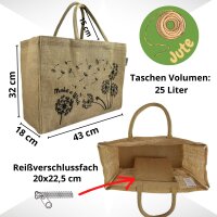 Domelo große Jute Einkaufskorb, 100% Vegane Einkaufstasche/ Handtasche
