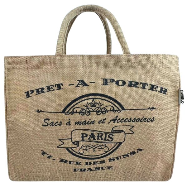 Domelo große Jute Einkaufskorb, 100% Vegane Einkaufstasche/ Handtasche