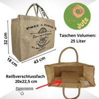 Domelo große Jute Einkaufskorb, 100% Vegane Einkaufstasche/ Handtasche