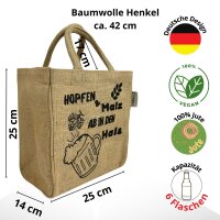 Domelo kleine Jute Einkaufstasche, Flaschenträger mit 6 Fächer. 100% Vegane Bierflaschenträge #1