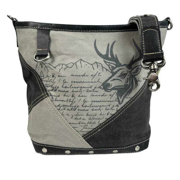 Domelo Canvas Tasche. Große Trachtentasche. Umhängetasche  Schultertasche grau