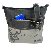 Domelo Canvas Tasche. Große Trachtentasche. Umhängetasche  Schultertasche grau
