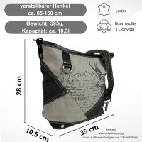 Domelo Canvas Tasche. Große Trachtentasche. Umhängetasche  Schultertasche grau