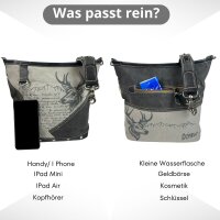 Domelo Canvas Tasche. Große Trachtentasche. Umhängetasche  Schultertasche grau