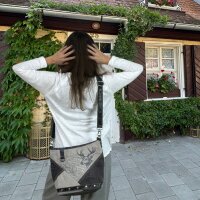 Domelo Canvas Tasche. Große Trachtentasche. Umhängetasche  Schultertasche grau