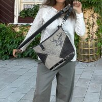 Domelo Canvas Tasche. Große Trachtentasche. Umhängetasche  Schultertasche grau