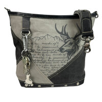 Domelo Canvas Tasche. Große Trachtentasche. Umhängetasche  Schultertasche grau