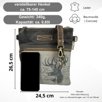 Domelo Vintage Tasche Trachten Umhängetasche Crossbody schwarz grau
