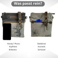 Domelo Vintage Tasche Trachten Umhängetasche Crossbody schwarz grau