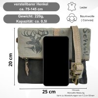 Domelo Trachtentasche Canvas Umhängetasche mit Reh Trachten Motiv kleine Damentasche