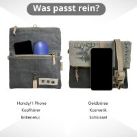 Domelo Trachtentasche Canvas Umhängetasche mit Reh Trachten Motiv kleine Damentasche