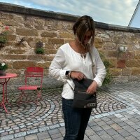 Domelo Trachtentasche Canvas Umhängetasche mit Reh Trachten Motiv kleine Damentasche