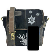Domelo Messenger Tasche aus Canvas und Leder. Crossover mit Hirsch Motiv