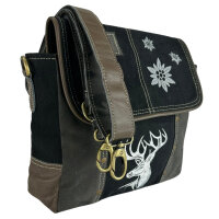 Domelo Messenger Tasche aus Canvas und Leder. Crossover mit Hirsch Motiv