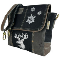 Domelo Messenger Tasche aus Canvas und Leder. Crossover mit Hirsch Motiv